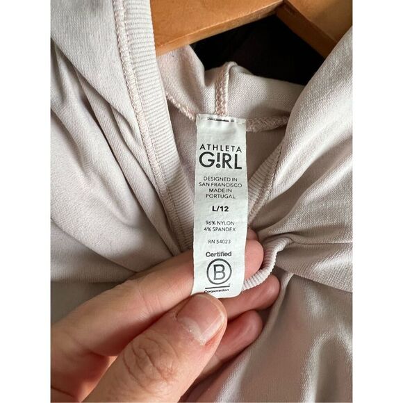 Athleta light pink long sleeve lightweight hoodie base layer with thumb holes gi - Picture 2 of 4